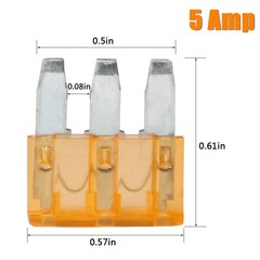 10PCS 5A Micro3 Blade Fuse 3-Pin Prong 32V for Automotive Truck Boat Marine US