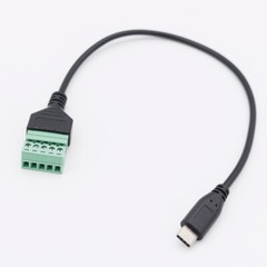 USB 3.1 Type-C Male to 5 Pin Screw Terminal Connector Shield Adapter Cable 30cm