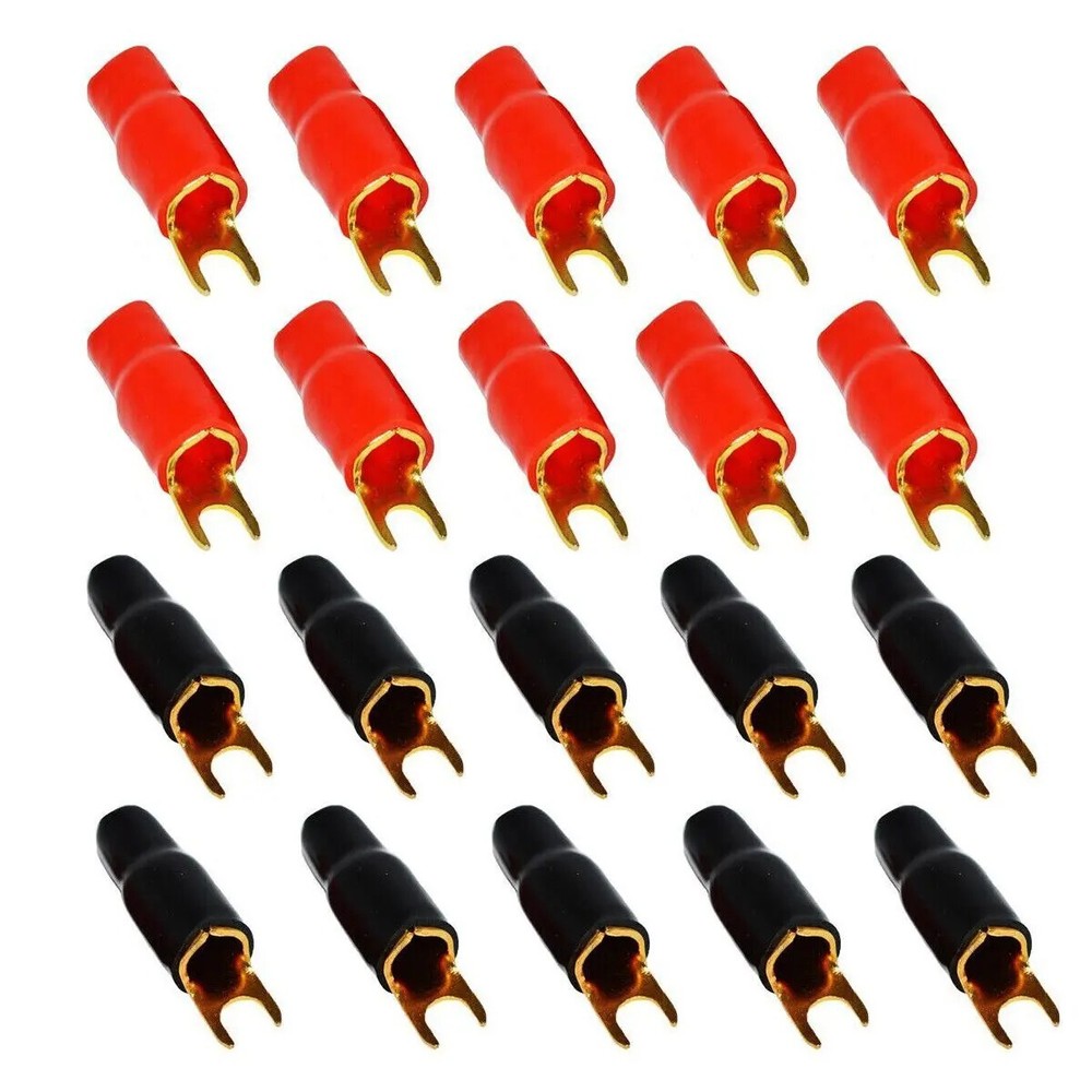 High Quality Gold 4 Gauge 5/16″ Insulated Spade Terminal Connector (20/pack)