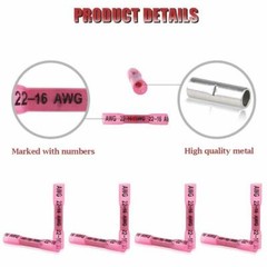 100Pcs 22-16AWG Red Heat Shrink Wire Butt Connectors Waterproof Splice Terminals