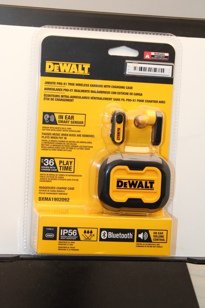 DEWALT DXMA1902092 Pro-X1 Jobsite Bluetooth Earbuds – Black/Yellow NEW SEALED