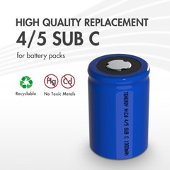 Tenergy Sub C 2200mAh and 4/5 Sub C 1300mAh 1.2V NiCD No Tabs or With Tabs Lot