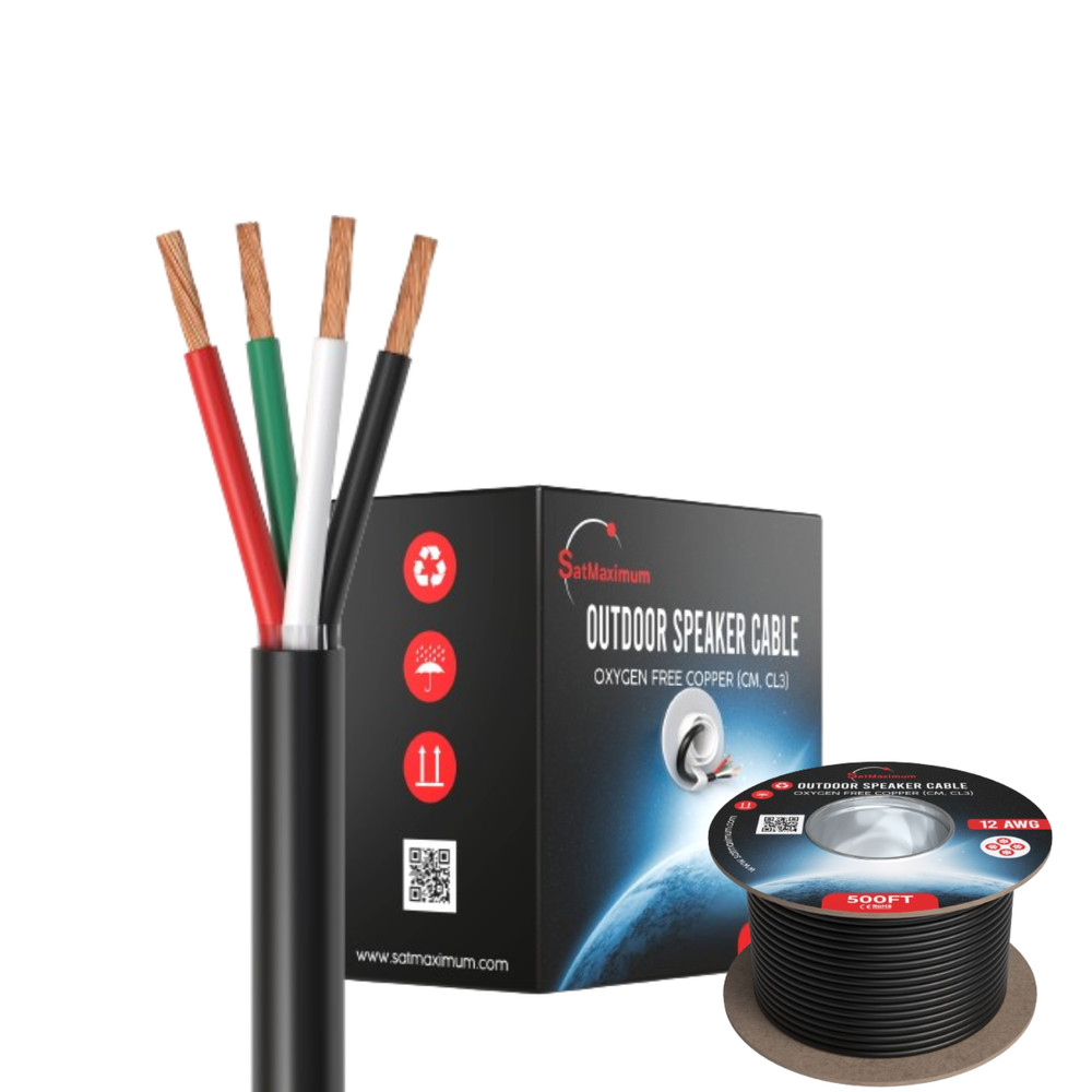 250FT Outdoor 12/4 Audio Speaker Wire AWG CL3 Rated Oxygen-Free Copper