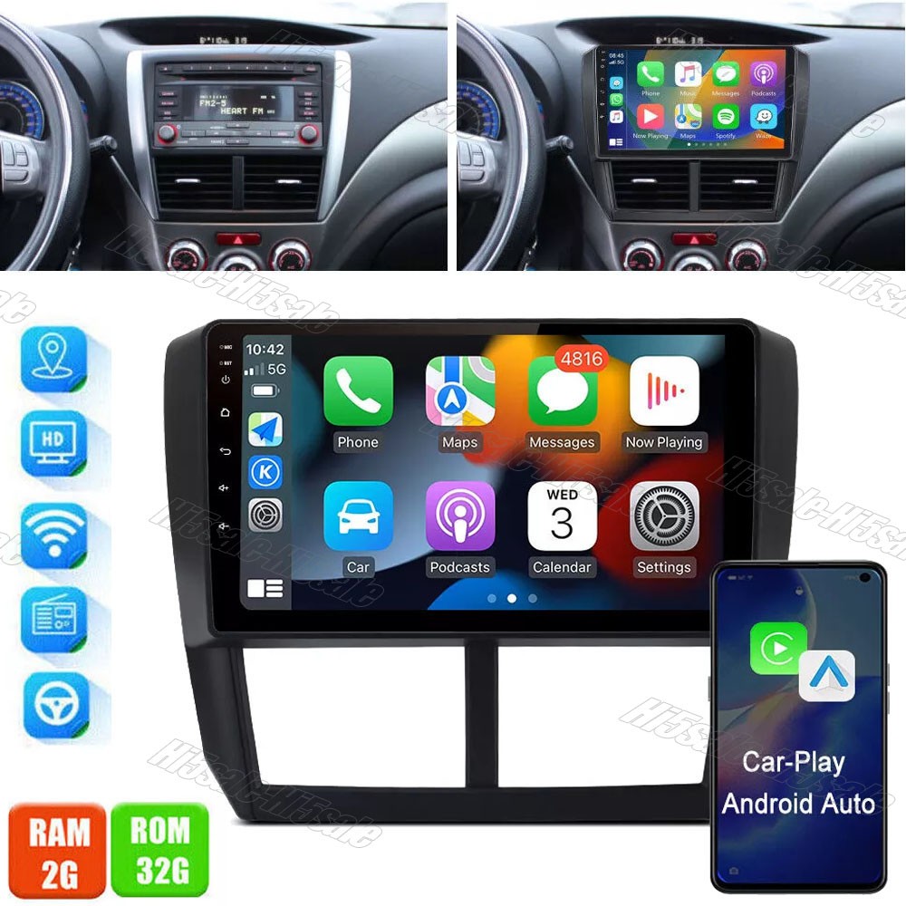 Android 15 Car Stereo Radio GPS Apple Carplay WIFI For Subaru Fores 2007-2013