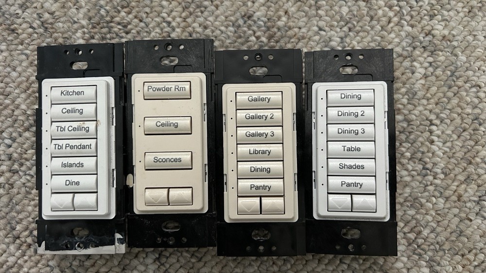 Lot of 4 – LUTRON Homeworks 6 Button with R/L ST-NB-NONE