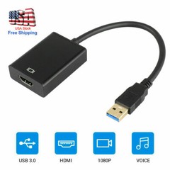 HD 1080P USB 3.0 to HDMI Video Cable Adapter For PC Laptop HDTV LCD Black Silver