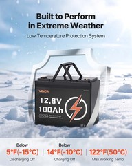 VEVOR 12V 100Ah Deep Cycle LiFePO4 Battery BMS Lithium Iron Phosphate Battery