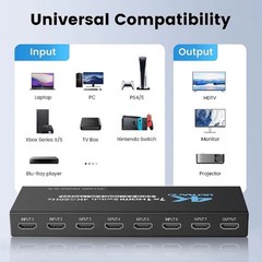 7 in 1 out HDMI 2.0 Switch 4K Switcher For LCD TV/Blu-Ray players For PS3/ PS4