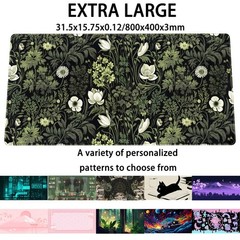 Dark Green Floral Plants XXL Gaming 31.5″ x 15.8″,