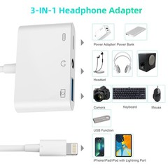 3-in-1 Lightning USB Auxiliary Adapter