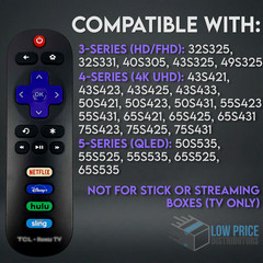 Genuine TCL TV Remote for 3-Series 4-Series 5-Series 32S325 55S423 65S431