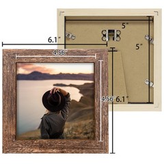 LEKAIYA 5×5 Picture Frames Set of 2, Square Rustic 5X5(2pcs), Wood