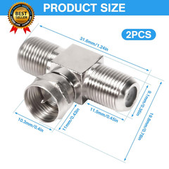 2 Pack Coaxial Cable Splitter TV Splitter 2 in 1 Out F Type RG6 Male to…