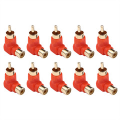 Plastic+Zinc Alloy RCA Right Angle Connector Plug Adapters Lightweight Durable;