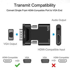 HDMI Female to VGA Male Converter with Audio Adapter for PC Laptop Xbox Monitor