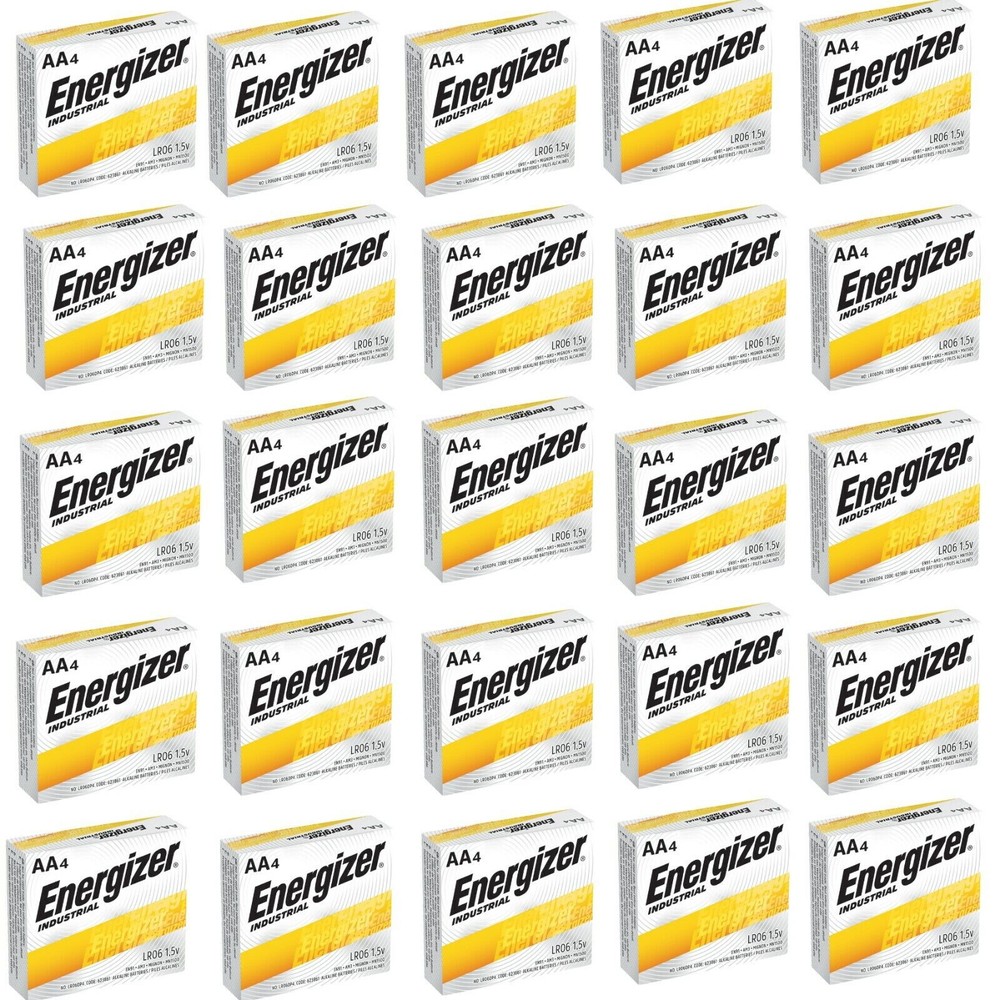 Energizer Industrial EN91 AA Batteries 25 x 4 Packs ( 100 batteries )