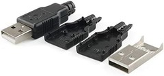 USB 2.0 Connector 10PCS USB 2.0 A Type Male 4-Pin Plugs with Black Plastic Cover