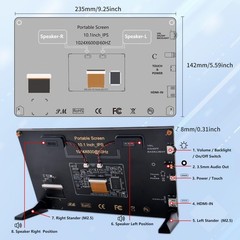 Geeekpi 10.1 Inch Capacitive Touchscreen Display 1024X600 Ips Lcd Dual-Speaker