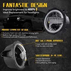 9in DRL LED Headlight+ 4in Fog Light For Jeep Wrangler JL Gladiator JT 2018-2024