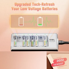 EBL AA AAA Rechargeable Batteries Ni-MH 1100mAh 2800mAh / Battery Charger Lot