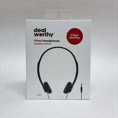 Deal Worthy WIRED Headphones 3.5mm AUX Jack Adjustable Headband, Black | SEALED