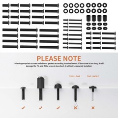 TV Mount Screws Universal Installation Hardware Kit Screw PACKAGE, Black