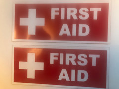 TWO 11×5 First Aid Magnetic Custom NWS NOAA HAM Sign ecom