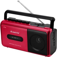 Innovative Red Portable Cassette Tape Player Boombox – AC or Battery Operated