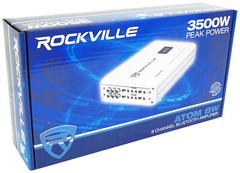 Rockville ATOM 8W 8-Channel 3500w Weather Proof Bluetooth Car Amplifier+Amp Kit