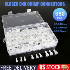 350PCS Closed End Crimp Cap12-10 16-14 22-18 AWG Gauge Wire Connector Terminal