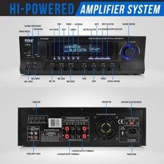 Pyle PT272AUBT 300W 4-Channel Bluetooth Stereo Receiver Amplifier AM/FM USB SD