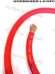 40 ft OFC 1/0 Gauge Oversized 20′ RED & 20′ BLACK Power Ground Wire Sky High Car
