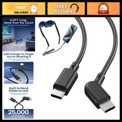 USB-C Cable for AR Smart Glasses, 20Gbps Data & 60W Fast Charging, 6.6FT L-Shape