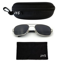 J+S Premium Military Style Classic Medium 58mm, Silver Frame/Black Lens