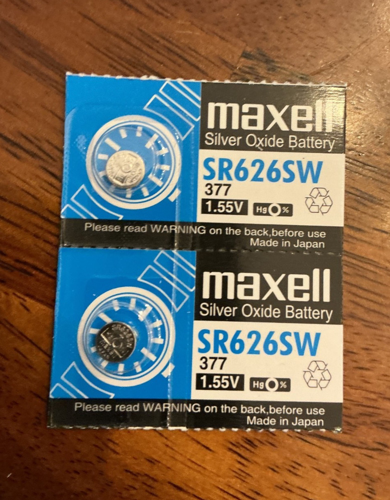 TWO MAXELL 377 SR626SW Batteries – Exp 12/31