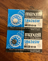 TWO MAXELL 377 SR626SW Batteries – Exp 12/31