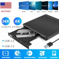 Slim External CD/DVD Drive USB 3.0/2.0 Player Burner Writer for Laptop PC Mac