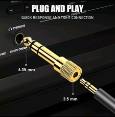 6.35mm Male to 3.5 mm Earphone Adapter plug 1 Male for 2 Female Audio Splitter