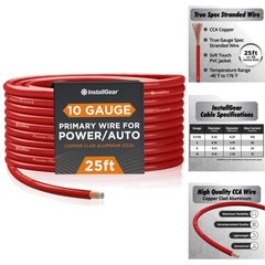 10 Gauge 25ft Power Ground Wire CCA 10 AWG Cable for Car Audio Amp Trailer Red