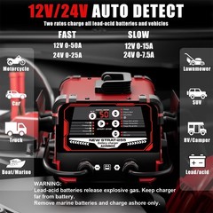 AZZUNOX 50A Car Battery Charger Starter Maintainer