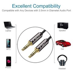 3.5mm Male To Male Auxiliary Audio Cable Gold Plated copper Shell heavy Duty