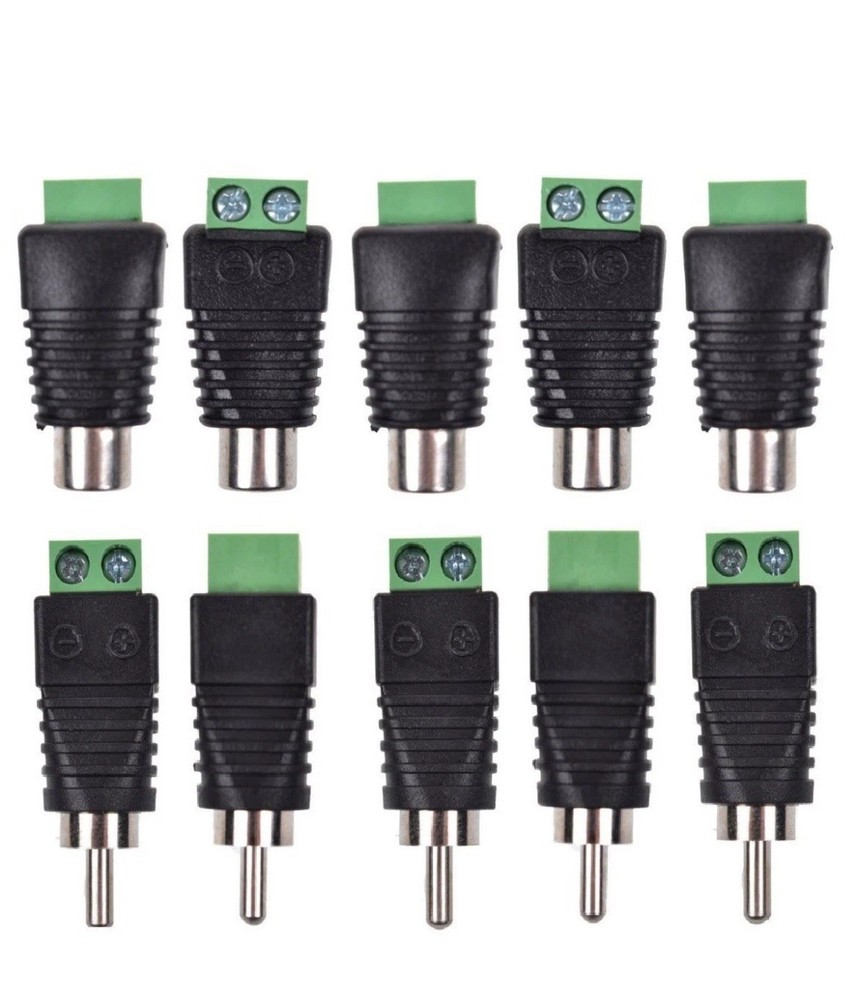 10x RCA Male Female to AV Screw Terminal Block Balun Audio Video Plug Connector