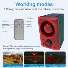 Solar Motion Sensor Alarm Outdoor – Dog Barking & Gunshot Sound, Support Record