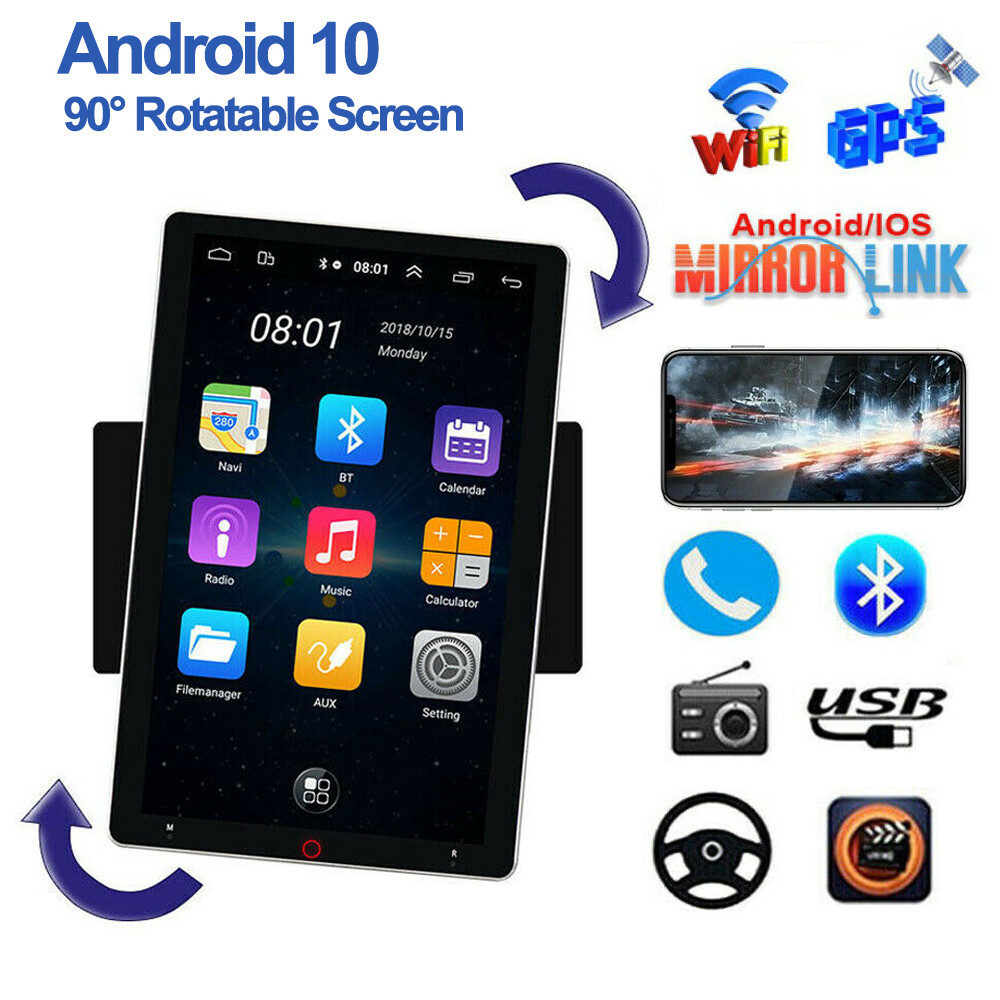 Android 10 Car Radio WiFi GPS Navigation Double Din 10.1″ Vertical Rotate Screen