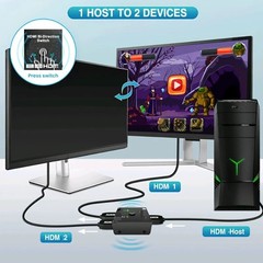 HDMI 2.0 Bi-Directional 4K Switcher Splitter Hub 2 In 1 Out or 1 In 2 Out Cable