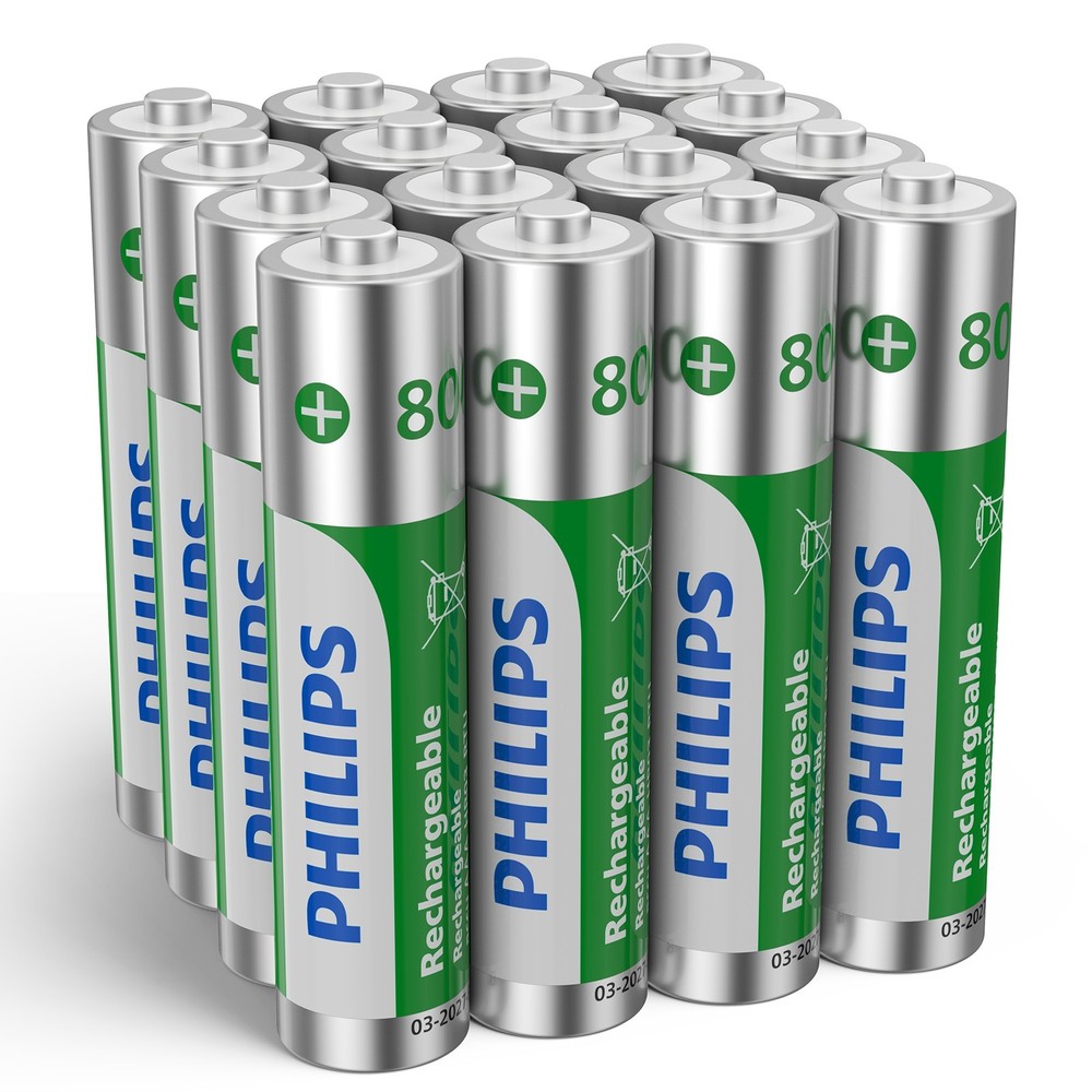 16 Pack Philips AAA Rechargeable Battery 1.2V Ni-MH 800mAh For Solar Lights