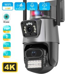 8MP 4K WiFi Security Camera: Dual Lens, 1-8X Zoom Outdoor PTZ Home Cam* US STOCK