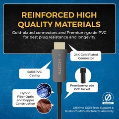 OREI 300ft Fiber Optic HDMI 2.0 Cable 4K 60Hz HDR High Speed (AOC-4K-300)