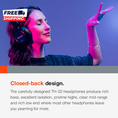TH-02 Professional Studio Monitor Headphones Wired over Ear