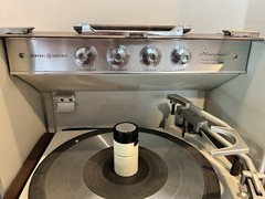 GE VINTAGE TRIMLINE 400 PORTABLE TURNTABLE AMP SPEAKERS SUITCASE Black Chestnut